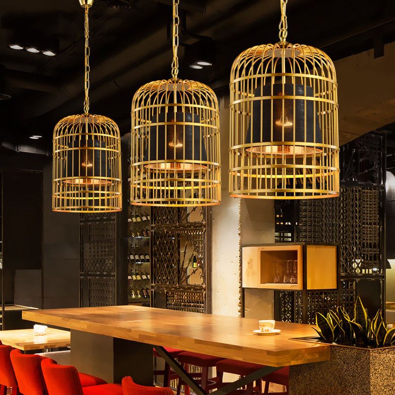 Alessio Vintage Bird Cage Metal Pendant Light - Lumpaz