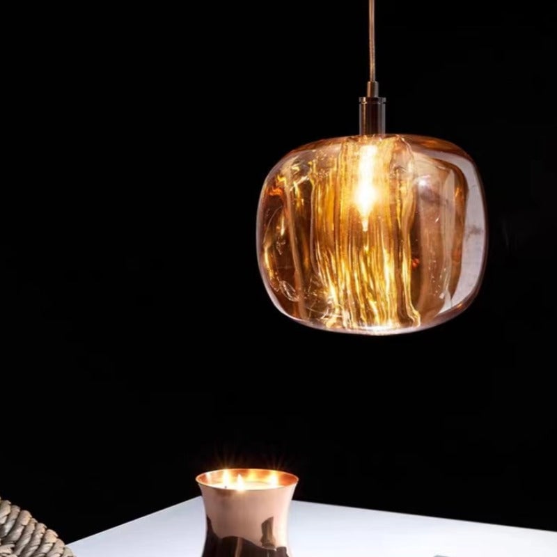 Hailie Modern Bubble Glass LED Pendant Light, Amber/Clear/Gray - Lumpaz