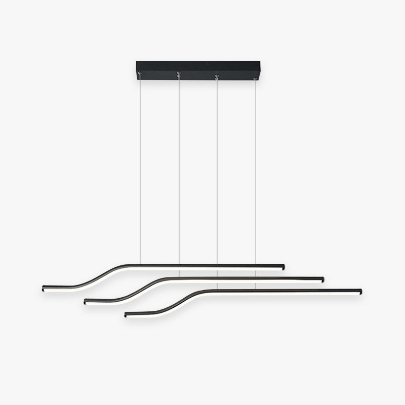 Minimalist Tri-Curved Metal Pendant Light, White/Black - Lumpaz