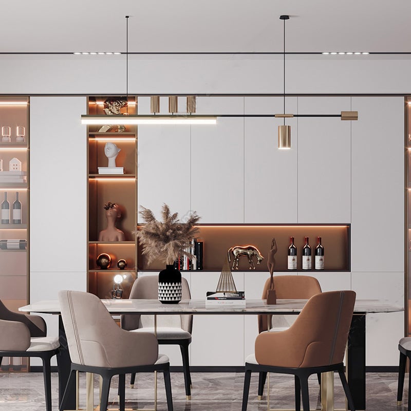 Edge Modern Minimalist Liner Metal/Acrylic Pendant Light, Gold/Black - Lumpaz