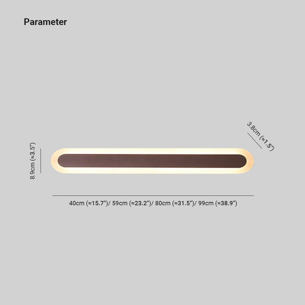 Edge Modern Linear Vanity Wall Lamp, White/Brown, Bathroom - Lumpaz