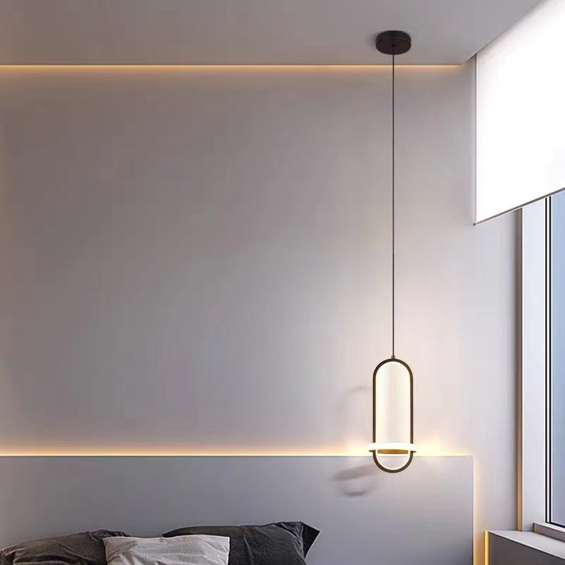Nyla Modern Minimalist LED Ring Pendant Light, Black/Gold - Lumpaz