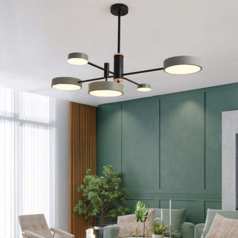 Sienna Pendant Light LED, Metal & Wood, Gray/White/Gold - Lumpaz