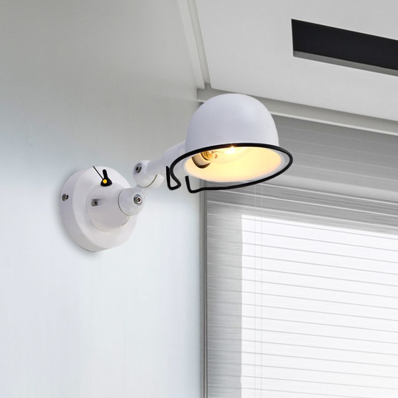 Alessio Wall Lamp Dome Retro, Adjustable Metal, Black, Living Room - Lumpaz