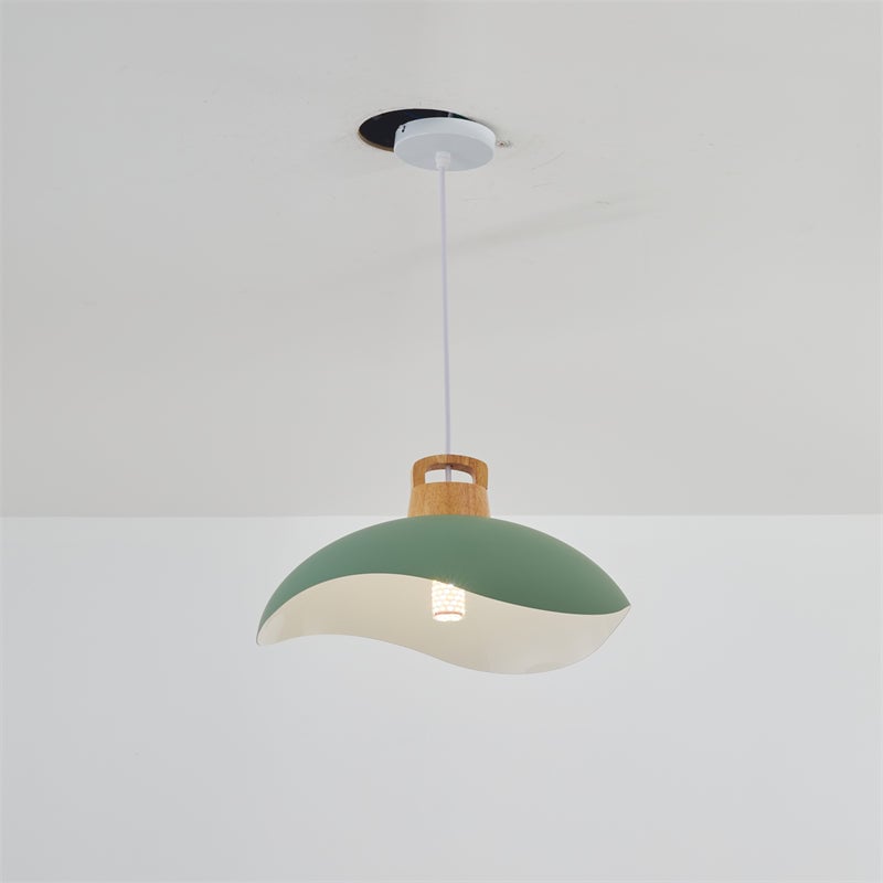 Morandi Colorful Shade Single Pendant Lights, Wood & Metal - Lumpaz