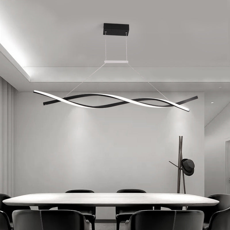 Modern Minimalist Nordic Cross-Curved Metal Pendant Light, Black/Gray - Lumpaz
