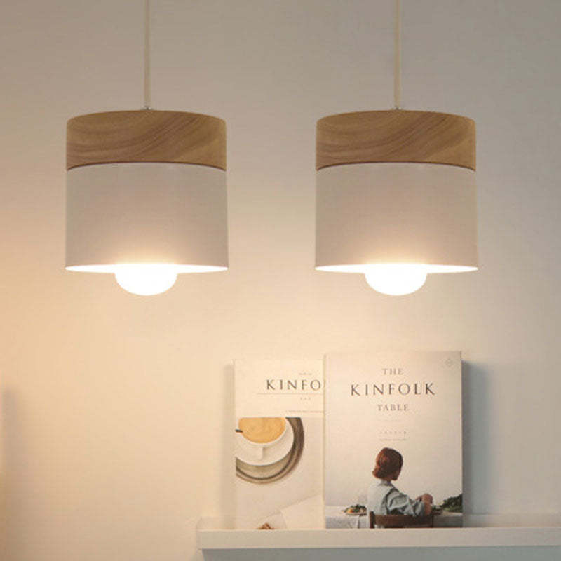 Morandi Modern Can Shape Metal/Wood Pendant Light - Lumpaz