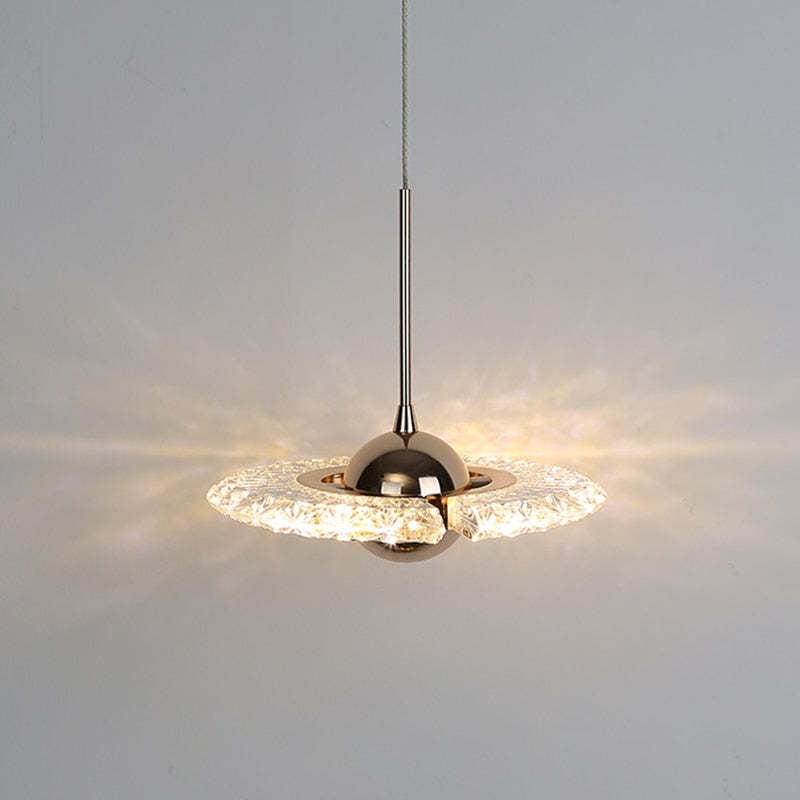 Kristy Nordic Luxury Fan Metal/Acrylic Pendant Light, Gold - Lumpaz