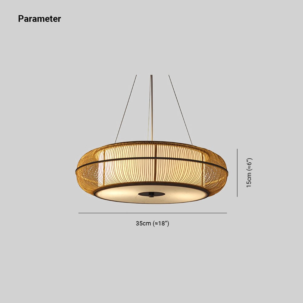 Ozawa Natural Basket Weave Wood/ Metal Pendant Light - Lumpaz