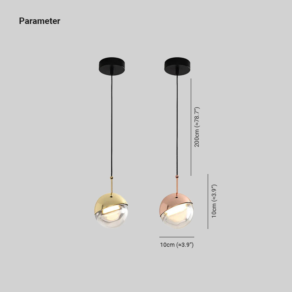Valentina Modern Ball Metal/Glass Pendant Light, Gold/Rose Gold - Lumpaz