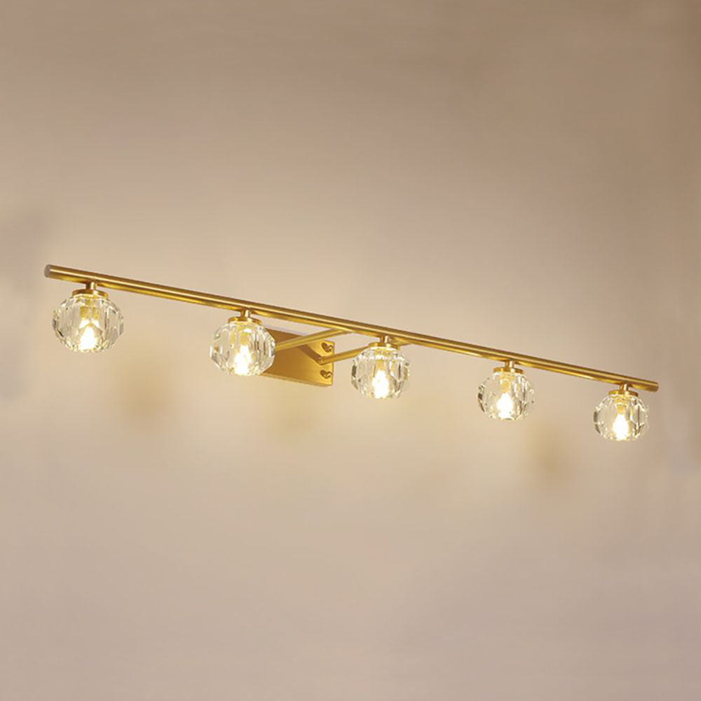 Kristy Wall Lamp Modern Mirror Front Vanity, Metal/Crystal, Gold, Bathroom - Lumpaz