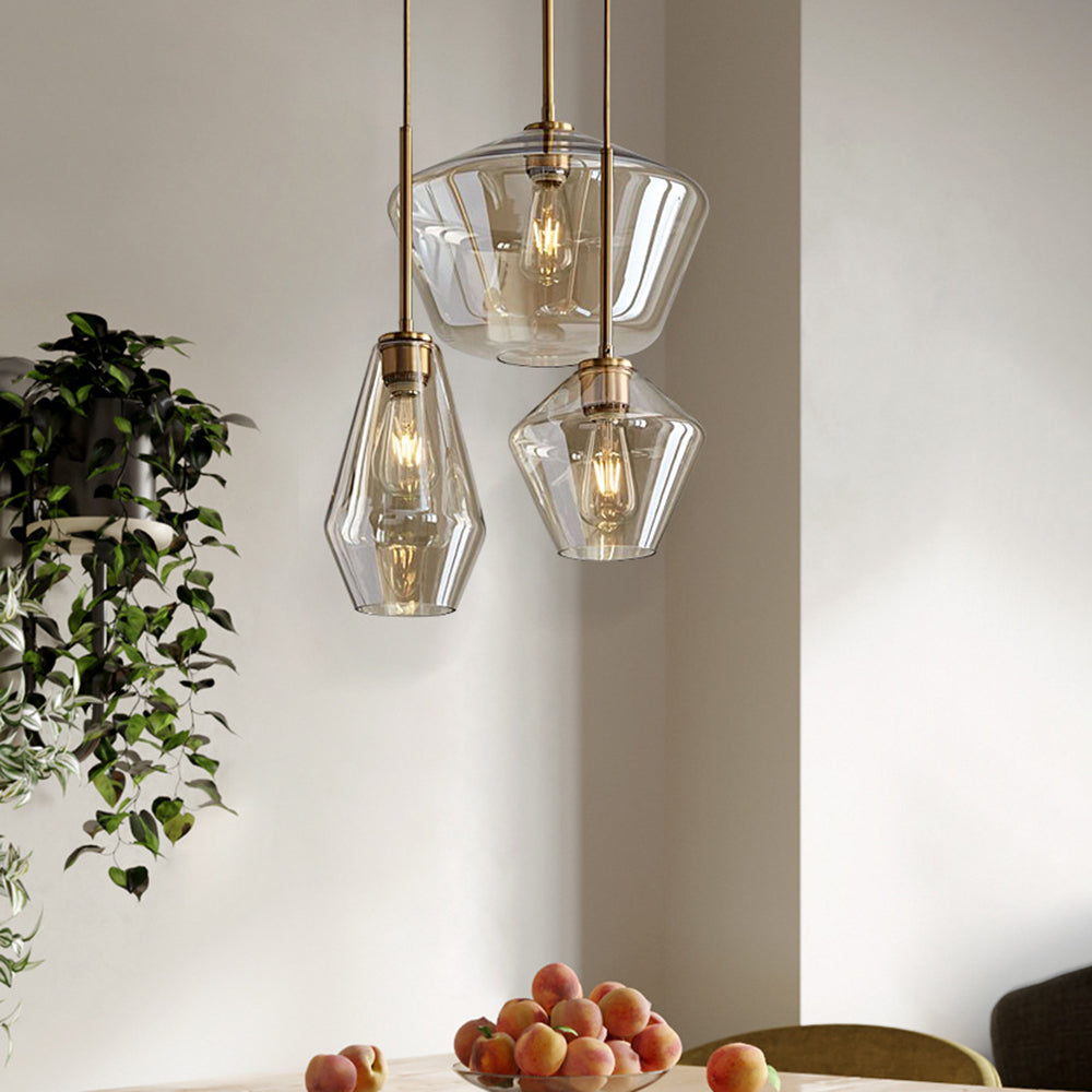 Hailie Pendant Light Clear Glass, Clear/Amber, Bedroom - Lumpaz