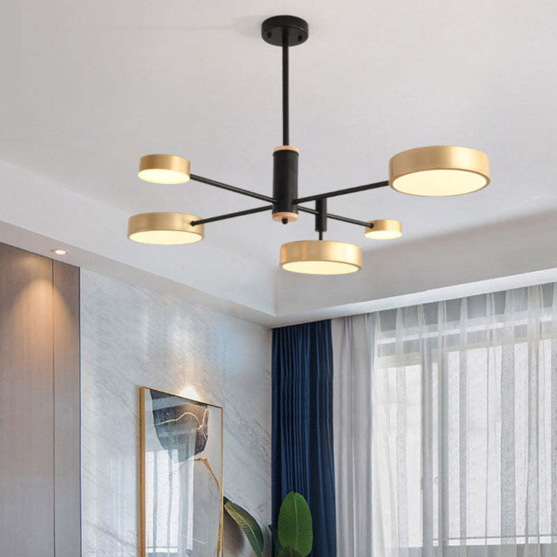 Sienna Pendant Light LED, Metal & Wood, Gray/White/Gold - Lumpaz