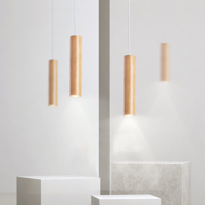 Ozawa Cylindrical Wood Pendant Light for Bedroom Kitchen Island - Lumpaz