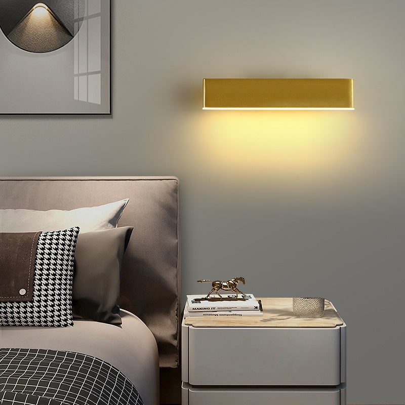 Aqsa Modern Rectangular Metal Rotatable Wall Lamp, Black/Gold/Brown - Lumpaz
