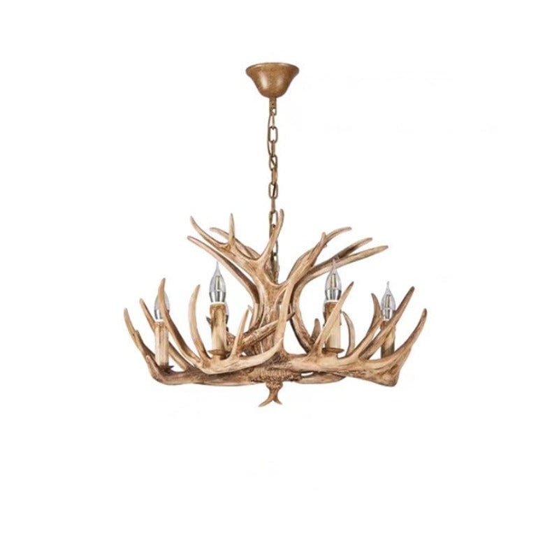 Austin Retro Deer Horn Resin Chandelier White Brown Coffee Living Room - Lumpaz