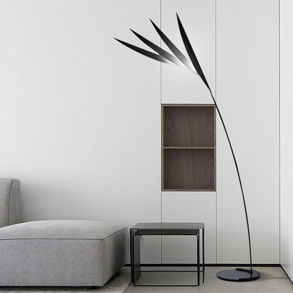 Salgado Leaf Metal/Acrylic Long Arm Floor Lamp, Living Room - Lumpaz
