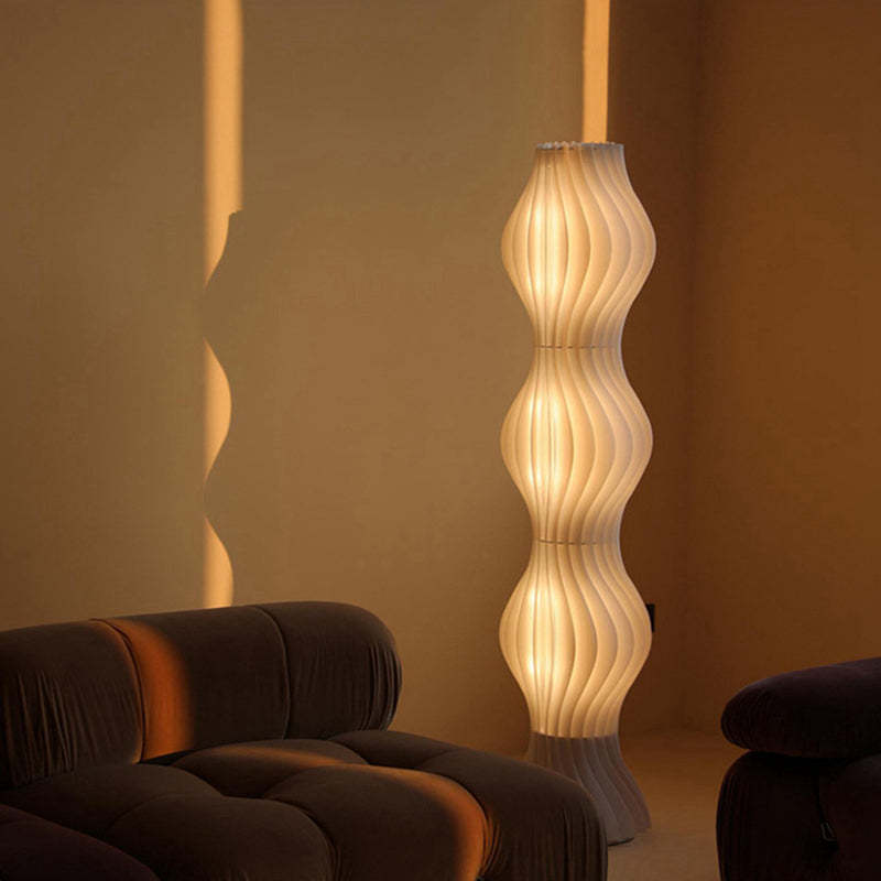 Salgado Artistic Pleated Acrylic Floor Lamp White - Lumpaz