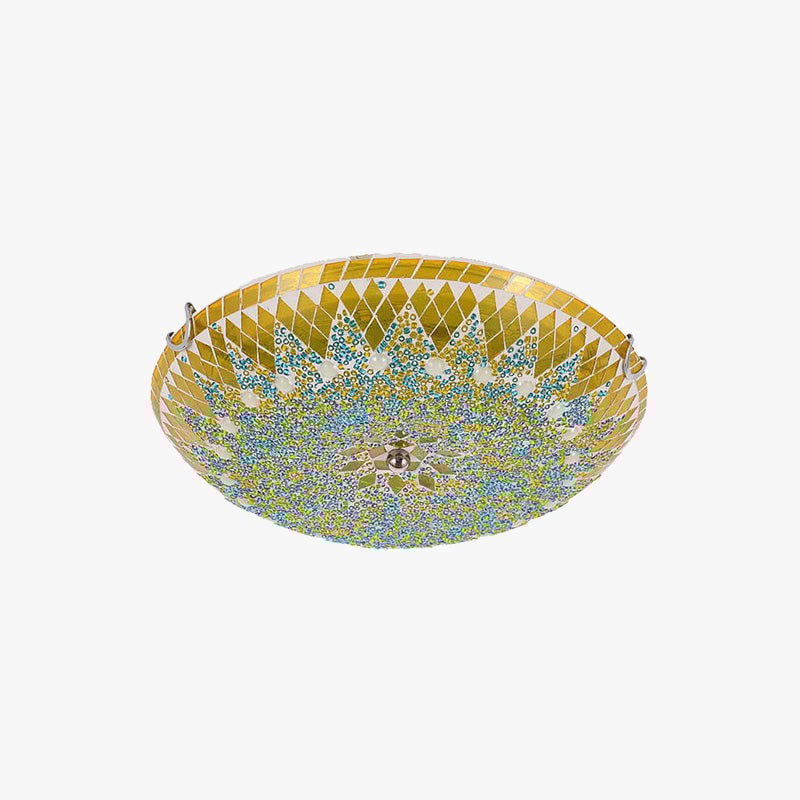 Eryn Modern Mediterranean Glass Flush Mount Ceiling Light Blue/Yellow/White - Lumpaz