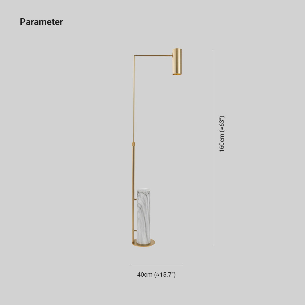 Salgado Minimalistic Gold Floor Lamp, Metal & Marble, Living room - Lumpaz