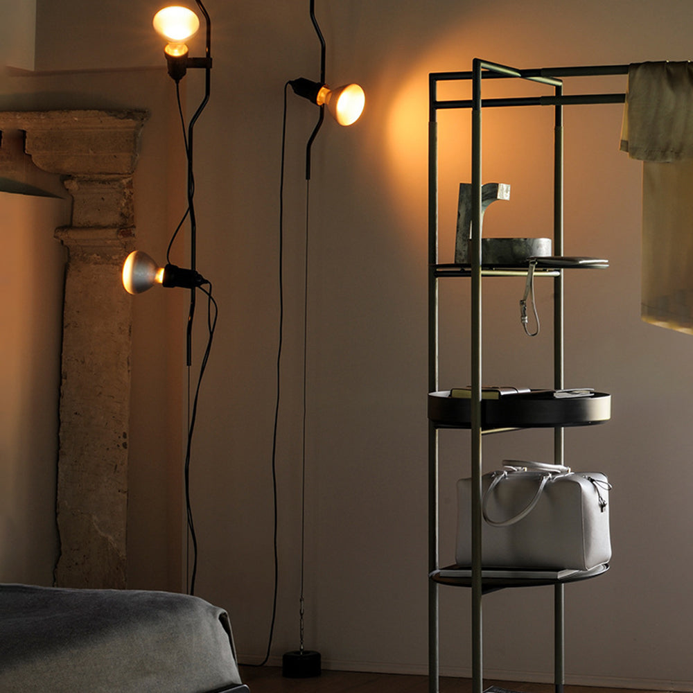 Luxo Floor Lamp Linear Minimalist, Metal, Black/White/Red, Bedroom - Lumpaz