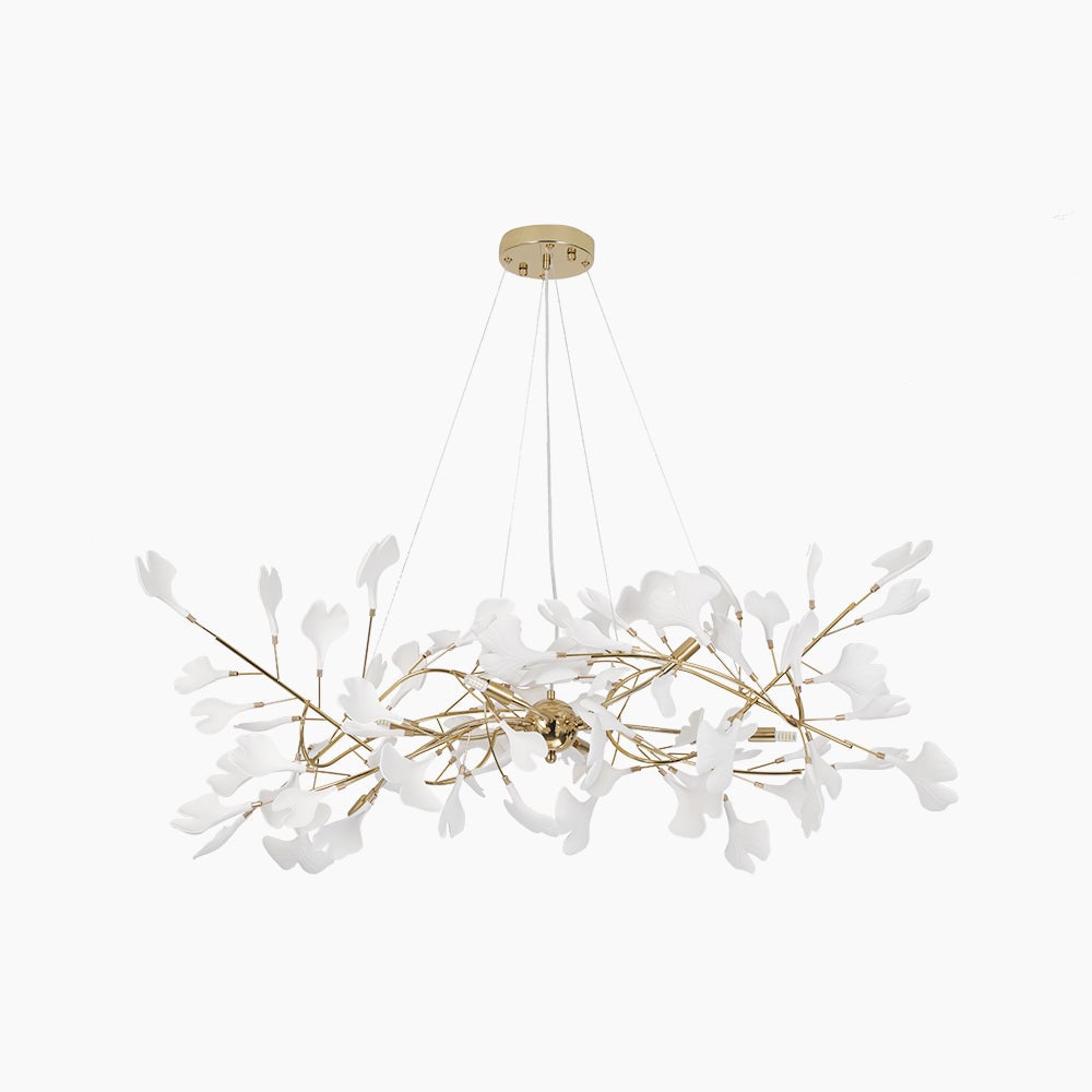 Olivia Gildglow Luxury Ceramic Chandelier Large Foyer Gingko Leaf Living Room - Lumpaz