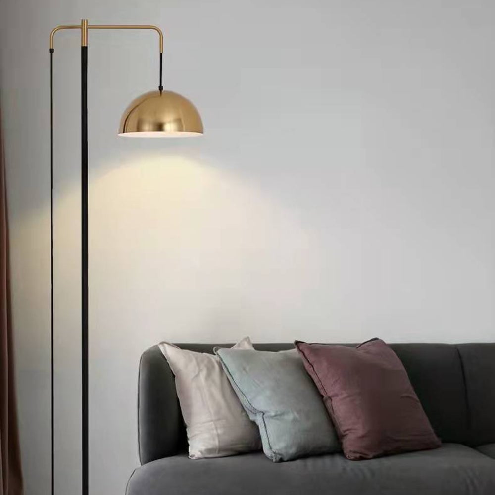 Carins Minimalist Geometric Marble Base/Metal Floor Lamp - Lumpaz