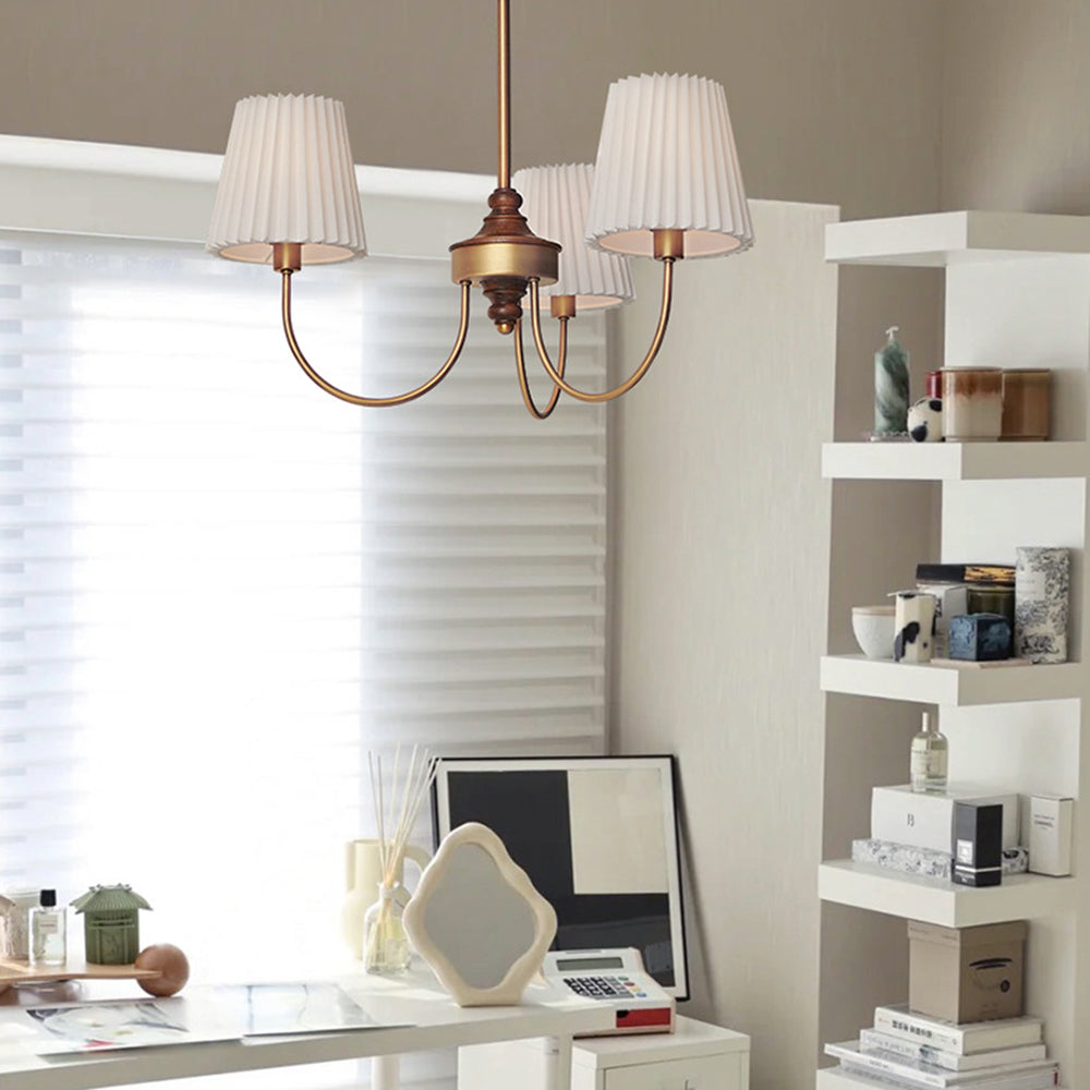 Eryn Modern Retro Metal/Fabric Chandelier, White/Green - Lumpaz