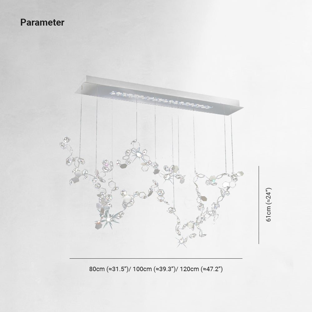 Olivia Modern Sheet Crystal Chandelier, Silver, Living Room - Lumpaz