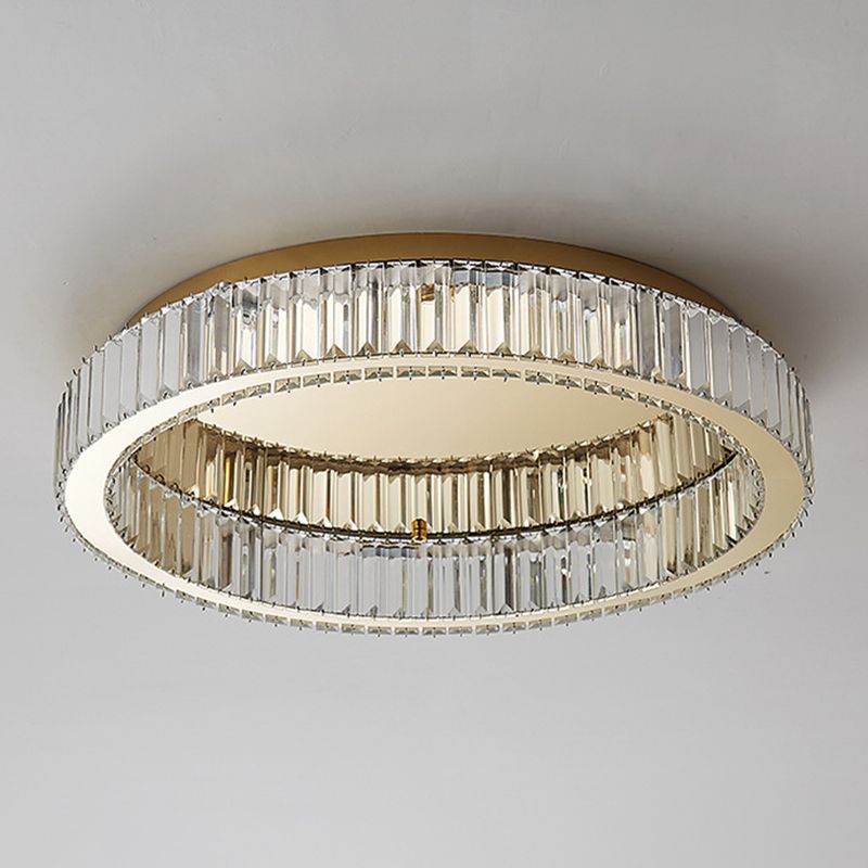 Marliyn Modern Art Deco Circle Crystal/Metal Flush Mount Ceiling Light Gold - Lumpaz