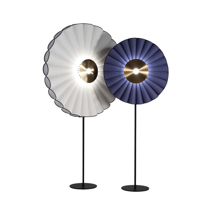Chan Flower Metal/Artificial Paper Floor Lamp, White/Blue - Lumpaz