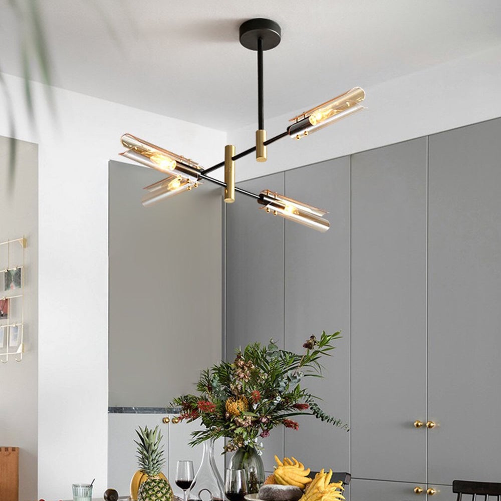 Sanna Modern Metal/Glass Semi-Flush Mount Ceiling Light, Gray/Amber - Lumpaz