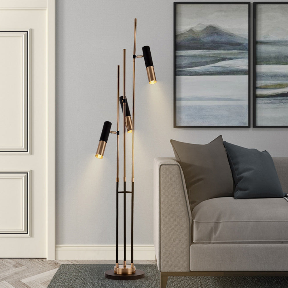 Salgado Modern Tall Metal 3 Bulb Floor Lamp, Black - Lumpaz