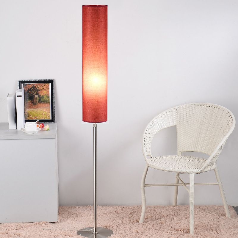 Renée Modern Cylinder Fabric Metal Floor Lamp, White/Red/Brown/Coffee - Lumpaz