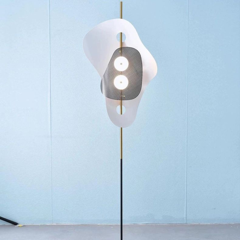 Salgado Modern Irregular Double Head Metal Floor Lamp, White - Lumpaz