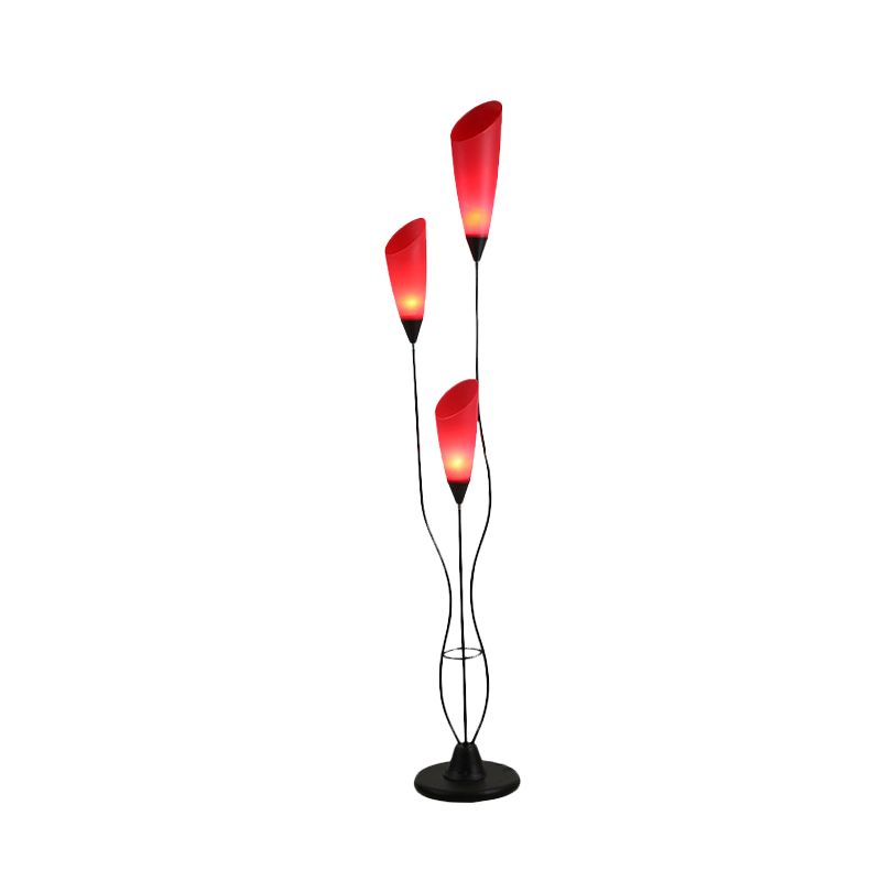 Bella Torchiere Multi Bulb Metal/Acrylic Floor Lamp, Red - Lumpaz