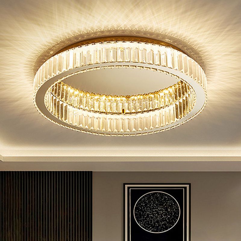 Marliyn Modern Art Deco Circle Crystal/Metal Flush Mount Ceiling Light Gold - Lumpaz