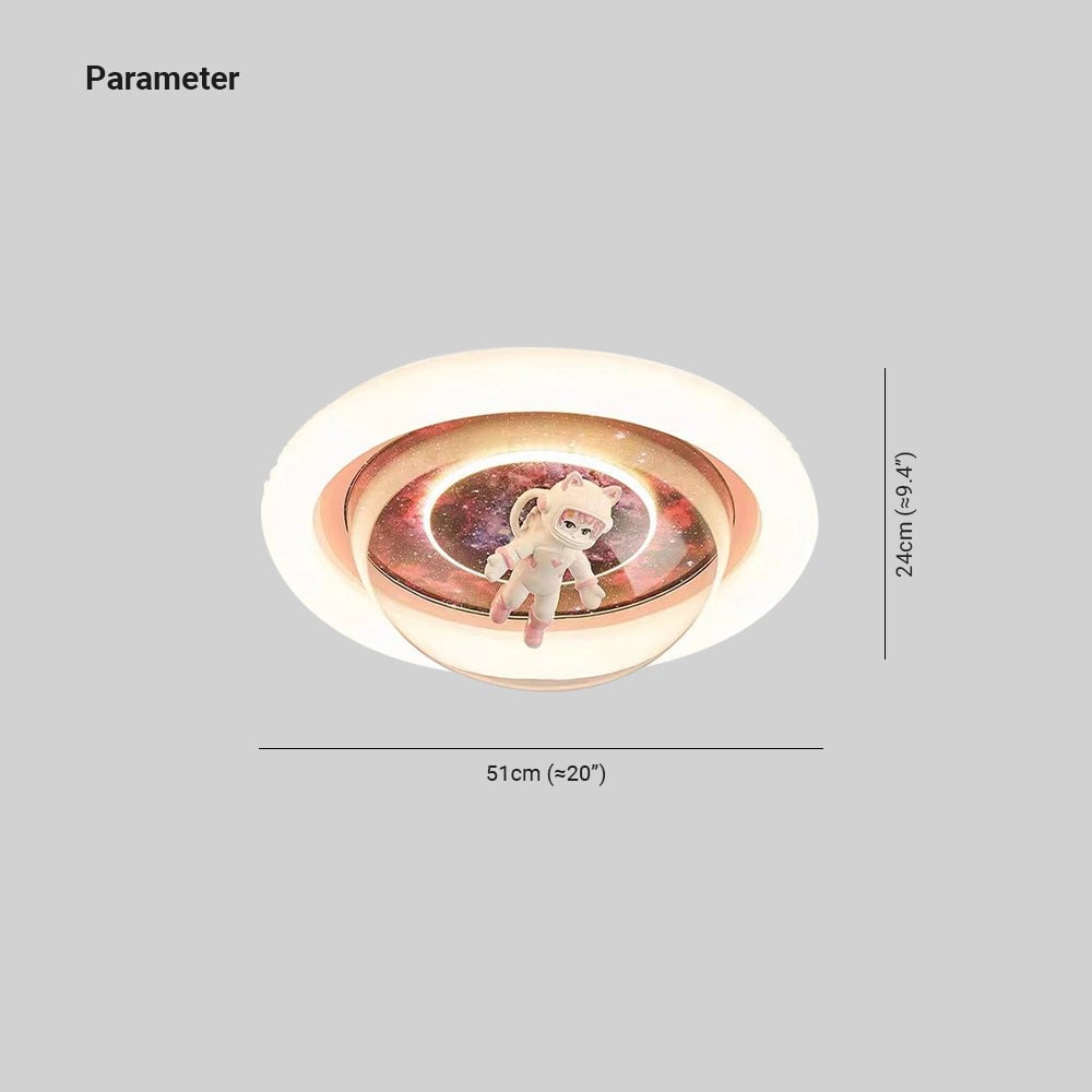 Fateh Flush Mount Ceiling Light Astronaut Modern, Metal/Acrylic, Pink/Blue, Bedroom - Lumpaz