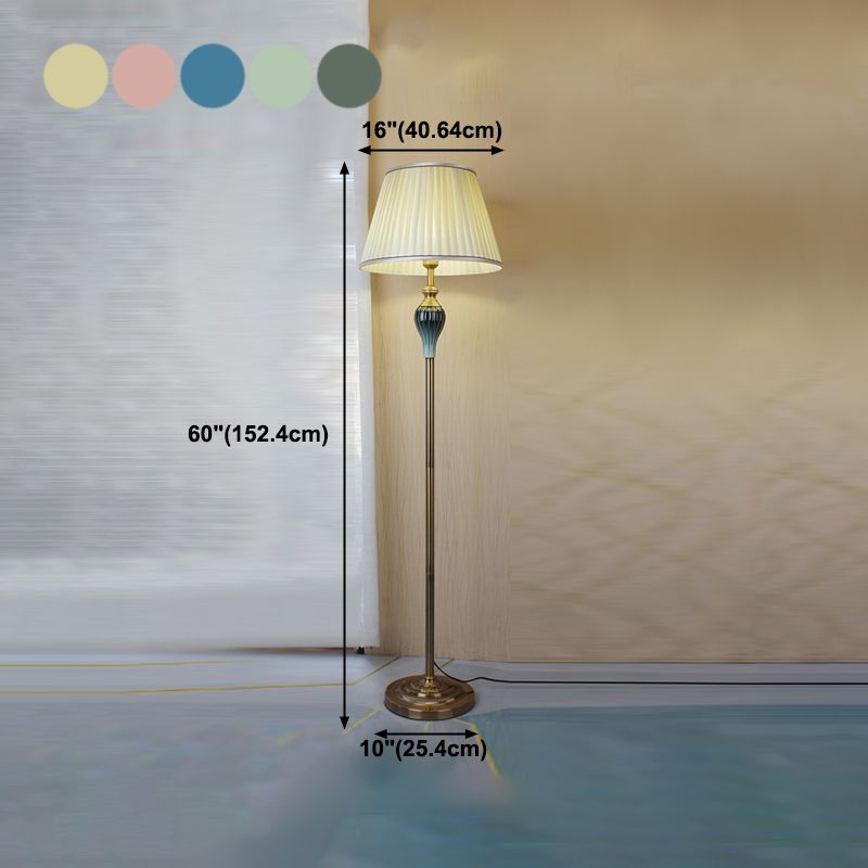 Eryn Antique Floor Lamp, Multi Colors, Metal/Fabric, Bedroom - Lumpaz