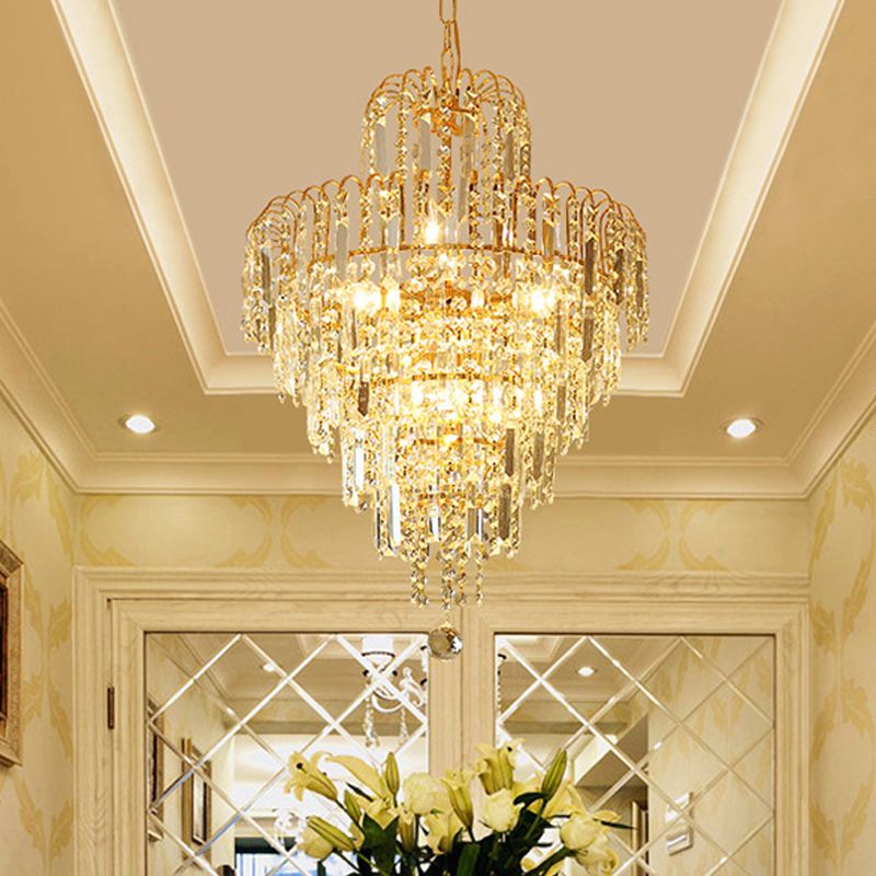 Marilyn Luxury 5 Layers Tassel Crystal Chandelier Gold - Lumpaz