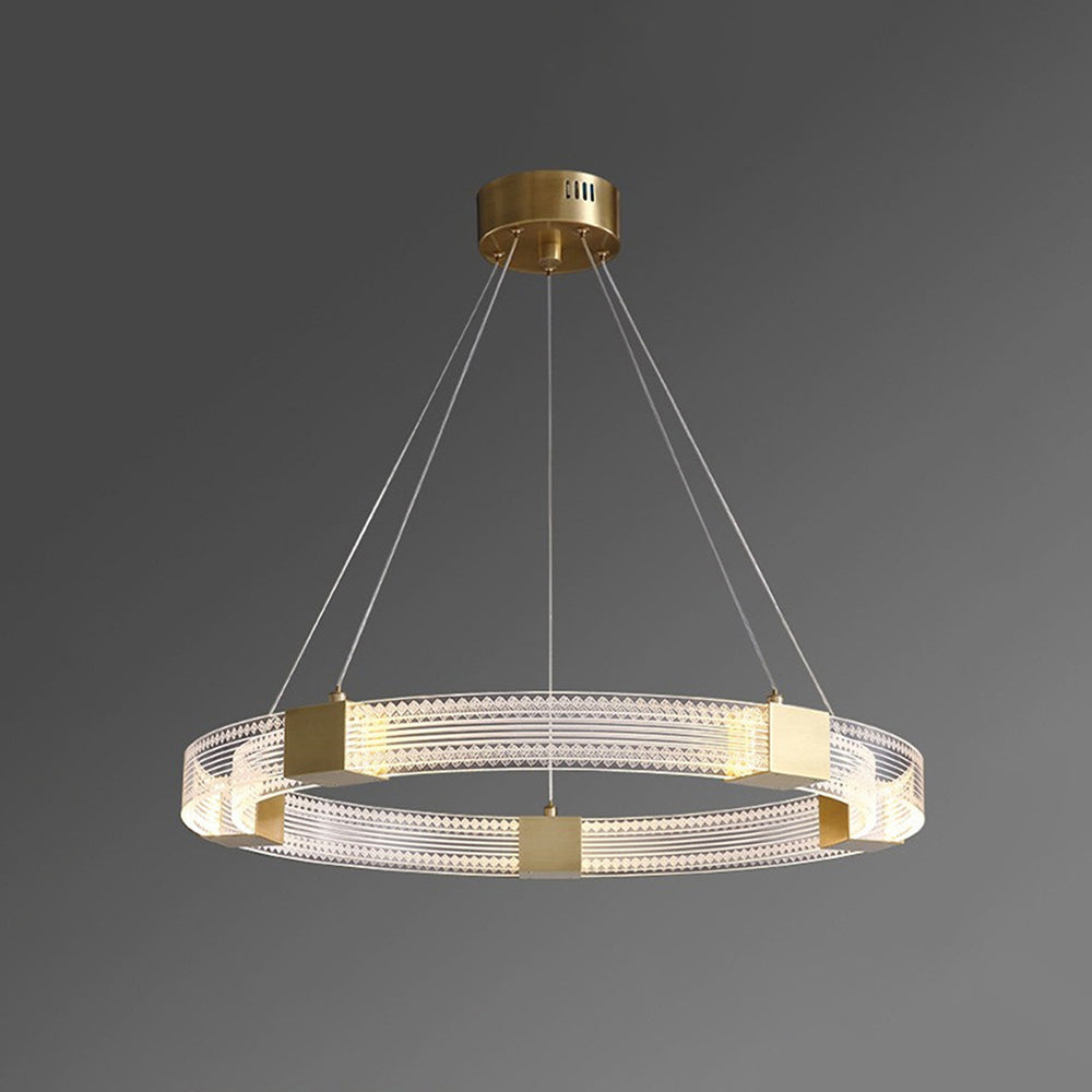 Evette Modern Round/Oval Acrylic/Metal Pendant Light, Gold - Lumpaz