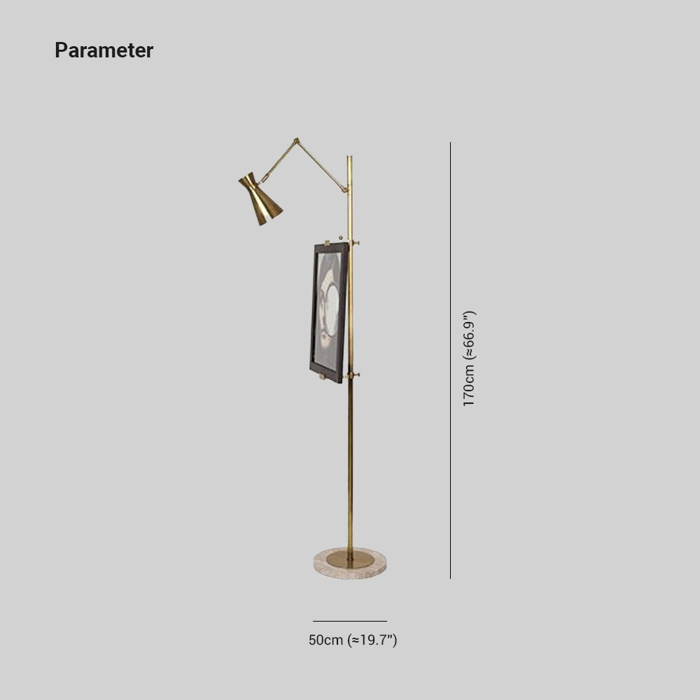 Carins Modern Art-deco Metal Easel Adjustable Floor Lamp, Brass - Lumpaz