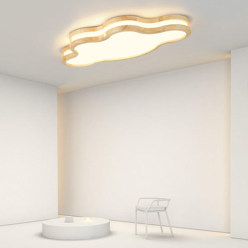 Minori Moon/Cloud/Star Shape Flush Mount Ceiling Light, Wood & Arcylic - Lumpaz