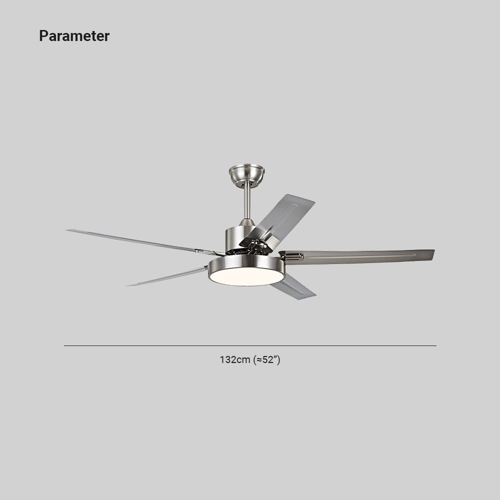 Haydn 5-Blade Industrial Silver DC Ceiling Fan Light, 52'' - Lumpaz