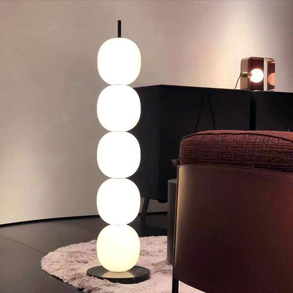 Valentina Modern Lantern Glass Floor Lamp, White, Living Room - Lumpaz