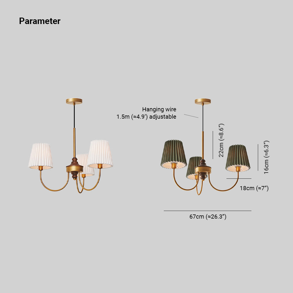 Eryn Modern Retro Metal/Fabric Chandelier, White/Green - Lumpaz