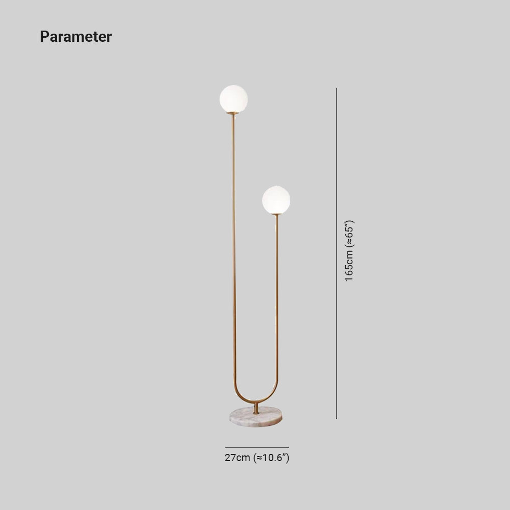 Valentina Modern U-shaped Metal/Glass Floor Lamp, Gold - Lumpaz