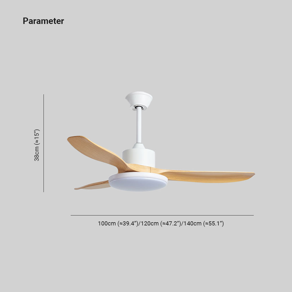 Haydn 3-Blade DC Ceiling Fan with Light, Black & White, 39.4''/47.2''/55.1'' - Lumpaz