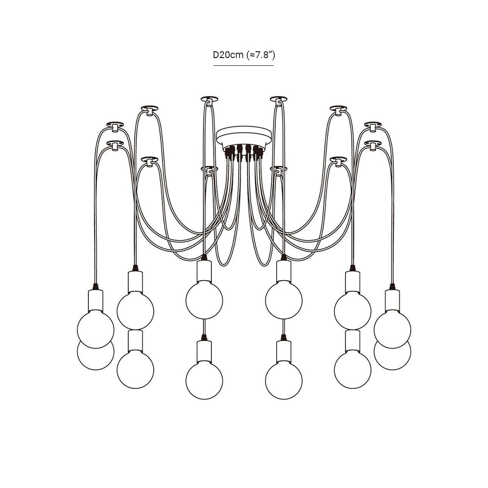 Alessio Retro Country LED Spider Chandelier, Black/White - Lumpaz