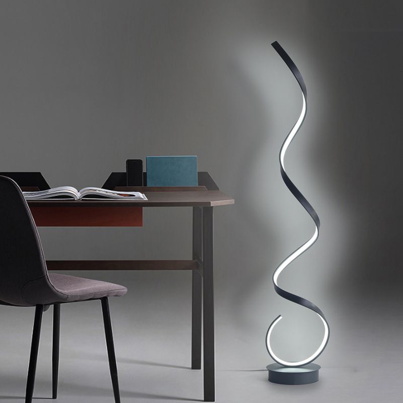 Modern Steamline Minimalist linear Floor Lamp, White/Black - Lumpaz